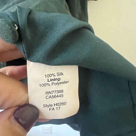 Madewell Women’s Green Bell Sleeves Silk Tie-Neck Wild Botanic Dress Size Small - Picture 6 of 11